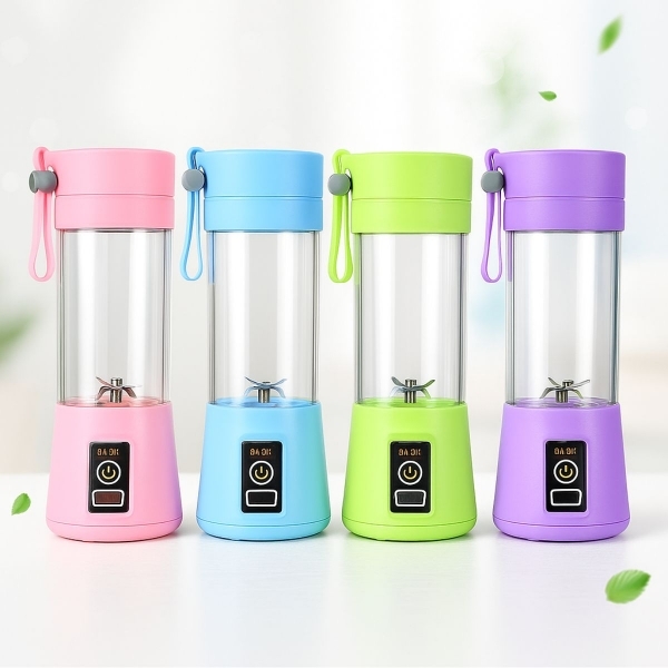 Mini Liquidificador Portátil Recarregável 380ML 6 Laminas - Azul