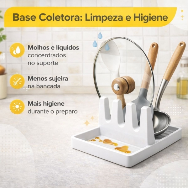 Suporte Descanso Tampa Panela Utensílios Organizador Cozinha - Branco