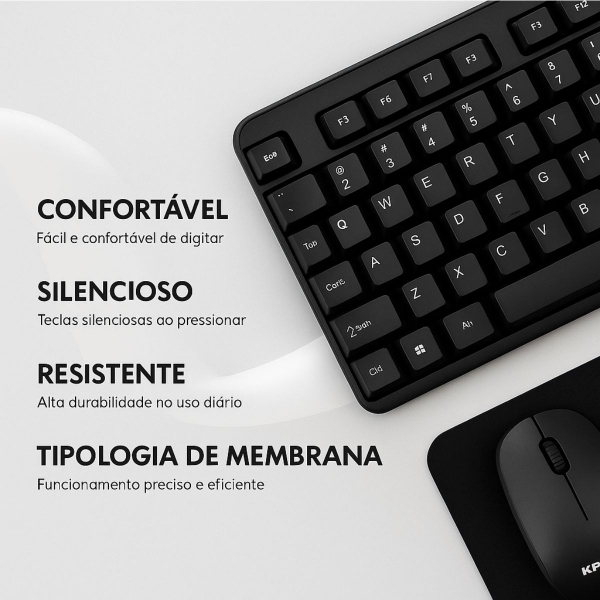 Kit mouse & teclado com fio escritório macio mouse pad preto