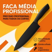 Kit Facas 7 Peças com Tábua Tesoura Descascador Suporte Inox