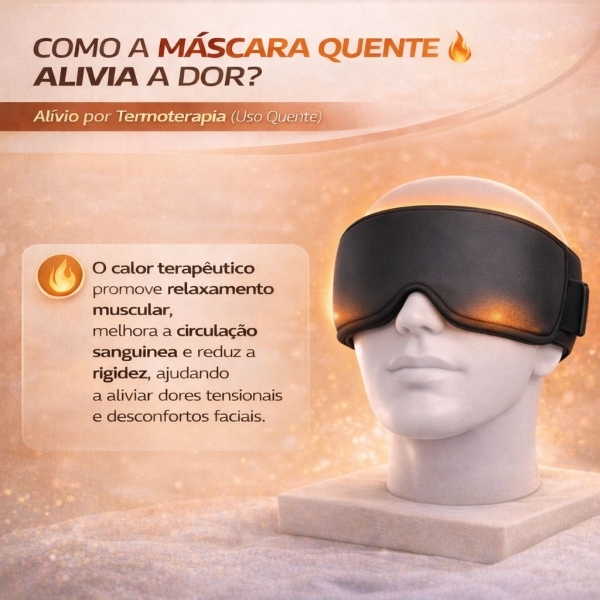 Máscara Gel Terapêutica Fria Quente Dor Cabeça e Olhos - Preto