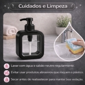 Dispenser Sabonete Líquido 300ml Quadrado Banheiro Cozinha - Preto