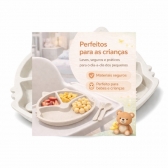 Prato Infantil Com Divisorias Flor Garfo E Colher BPA Free - Gato Branco