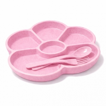 Prato Infantil Com Divisorias Flor Garfo E Colher BPA Free