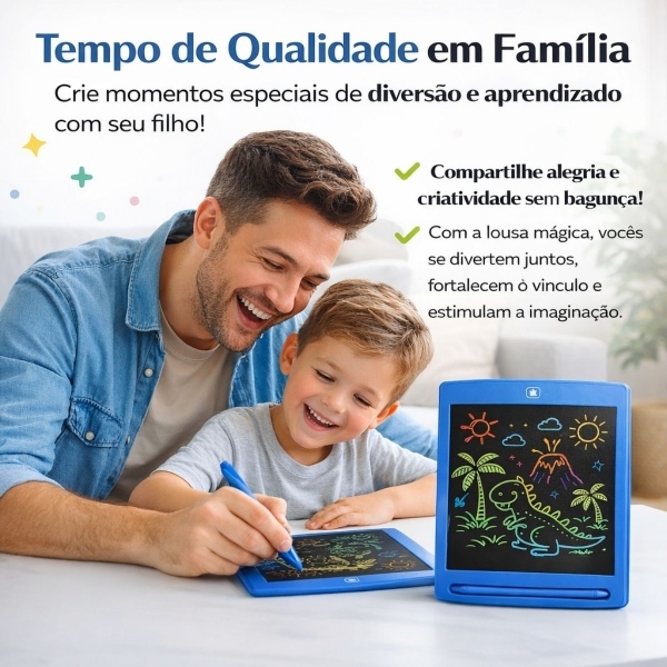 Lousa Mágica Infantil LCD 12 Para Desenhar e Escrever - Azul