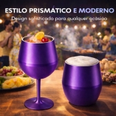 Copo Térmico 2 em 1 Aço Inox 400ml Taça Bebida Fria Quente - Roxo