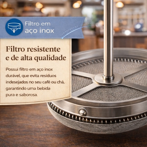 Prensa Francesa Café 350ml Vidro Aço Inox Para Chá
