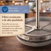 Prensa Francesa Café 350ml Vidro Aço Inox Para Chá