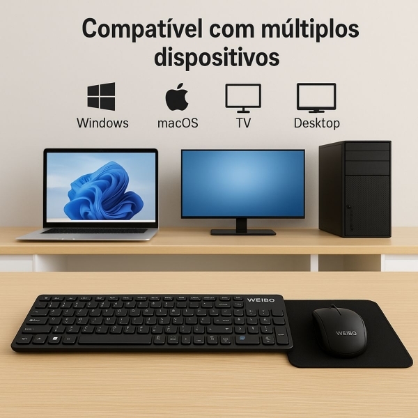 Kit Teclado Mouse Wireless Mouse pad Escritório Silencioso