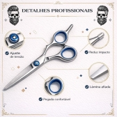 Kit Barbeiro Profissional Completo Tesoura Desbaste Pentes Aparador de pelo nariz