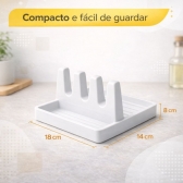 Suporte Descanso Tampa Panela Utensílios Organizador Cozinha - Branco