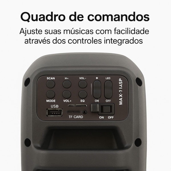 Caixa de Som Bluetooth Portátil 12W Potente com Luz