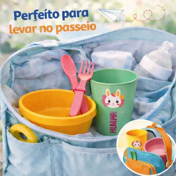 Kit Alimentação Infantil 4 Peças Bebê Livre BPA 0 a 24 Meses - Prato Amarelo
