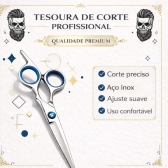 Kit Barbeiro Profissional Completo Tesoura Desbaste Pentes Aparador de pelo nariz