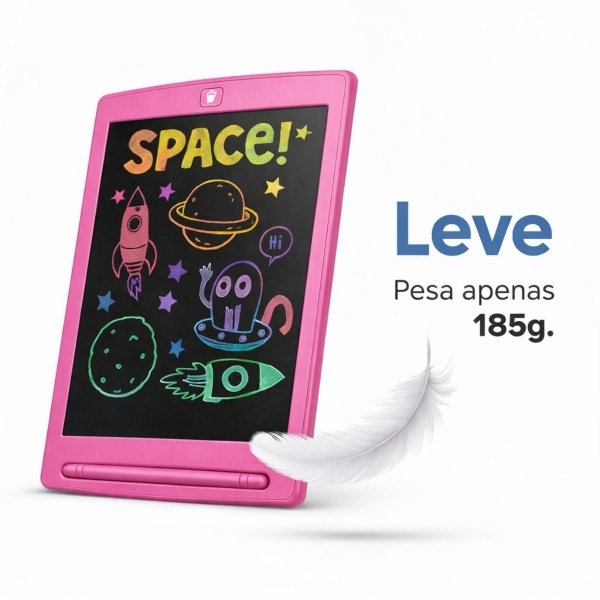 Lousa Mágica Infantil LCD 12 Para Desenhar e Escrever - Rosa