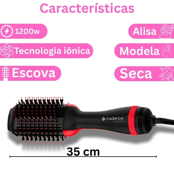Escova secadora 4 em 1 Cadence Ceramica Ionizada Turmalina