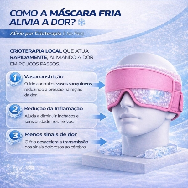 Máscara Gel Terapêutica Fria Quente Dor Cabeça e Olhos - Rosa