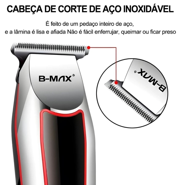 Máquina Cortar Cabelo Sem Fio Acabamento Profissional USB