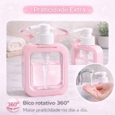 Dispenser Sabonete Líquido 300ml Quadrado Banheiro Cozinha - Rosa