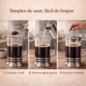 Prensa Francesa Café 350ml Vidro Aço Inox Para Chá