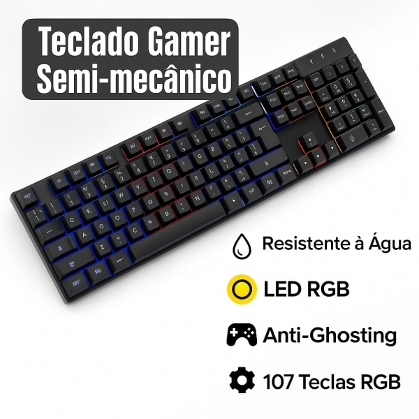 Kit Gamer Teclado Rgb Usb Mecânico Fone Mouse Led Gamer