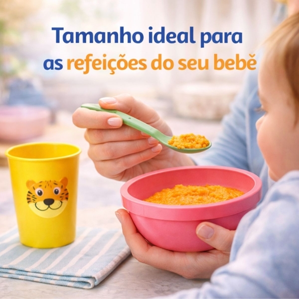 Kit Alimentação Infantil 4 Peças Bebê Livre BPA 0 a 24 Meses - Prato Verde