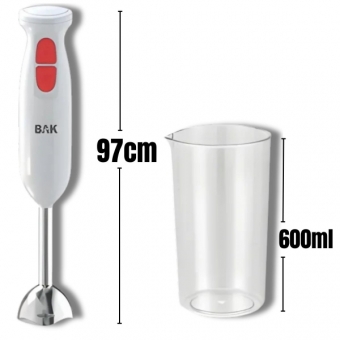 Mixer Misturador Elétrico Branco Bak 300w Com 600ml 110v