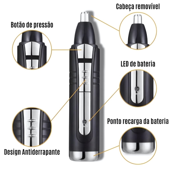 Máquina Aparador Pelos Elétrico Nariz Ouvido Sem Fio Bivolt