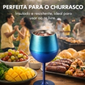 Copo Térmico 2 em 1 Aço Inox 400ml Taça Bebida Fria Quente - Azul Cromado