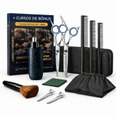 Kit Barbeiro Profissional Completo Tesoura Desbaste Pentes Aparador de pelo nariz