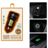 Carregador Veicular USB Duplo 2 Portas Rápido 12V