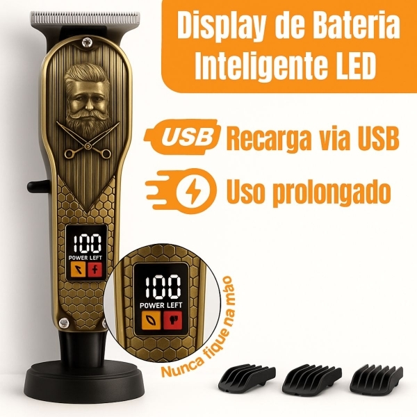 Maquina Cabelo Profissional Com Display Led E Aparador Nariz
