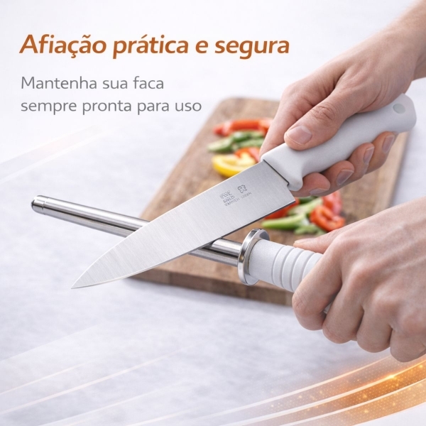Kit Churrasco Profissional 3 Peças Faca Garfo Chaira Aço Inox