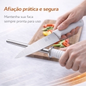 Kit Churrasco Profissional 3 Peças Faca Garfo Chaira Aço Inox
