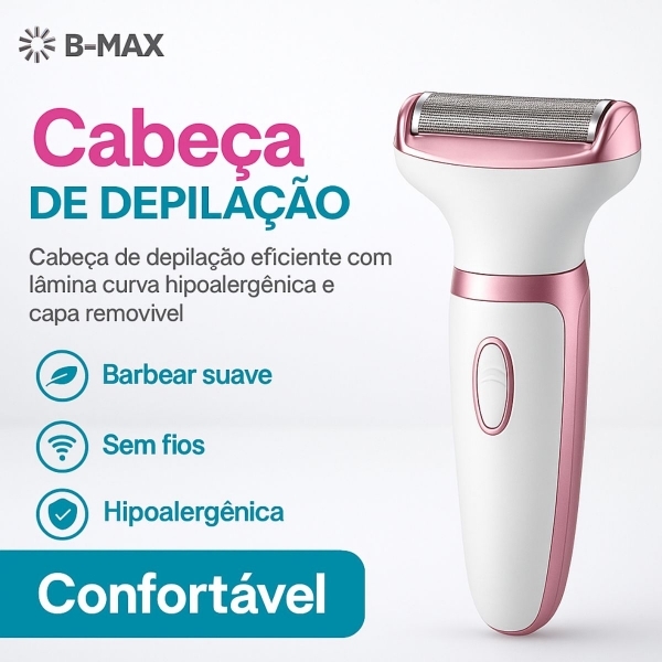 Depilador Elétrico 4 em 1 Recarregável para Rosto e Corpo