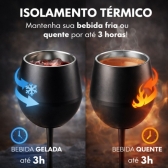 Copo Térmico 2 em 1 Aço Inox 400ml Taça Bebida Fria Quente - Preta