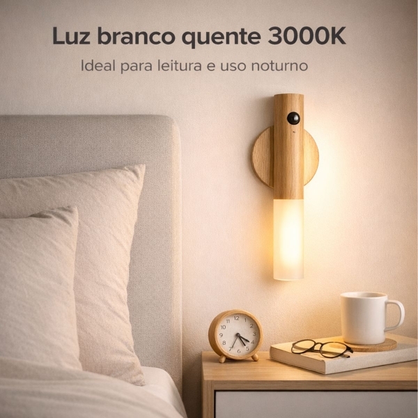 Kit Luminárias Arandela LED USB Recarregável Sensor Presença