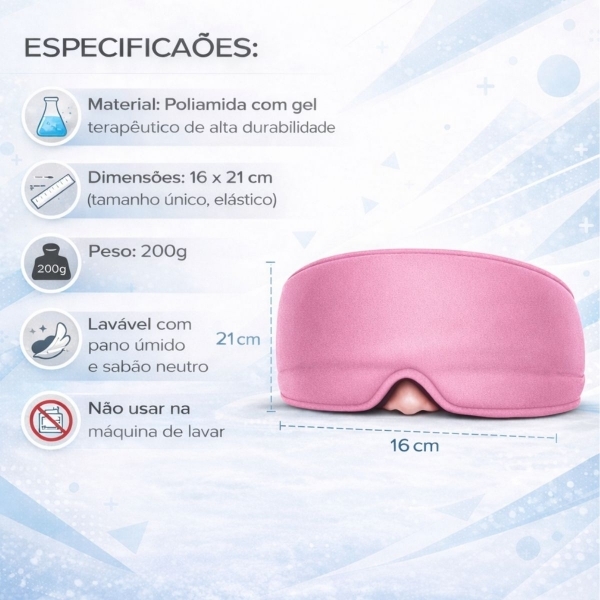 Máscara Gel Terapêutica Fria Quente Dor Cabeça e Olhos - Rosa
