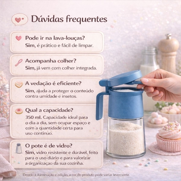 Açucareiro de Vidro 350ml com Tampa Vedada e Colher Azul e Cinza - Azul escuro