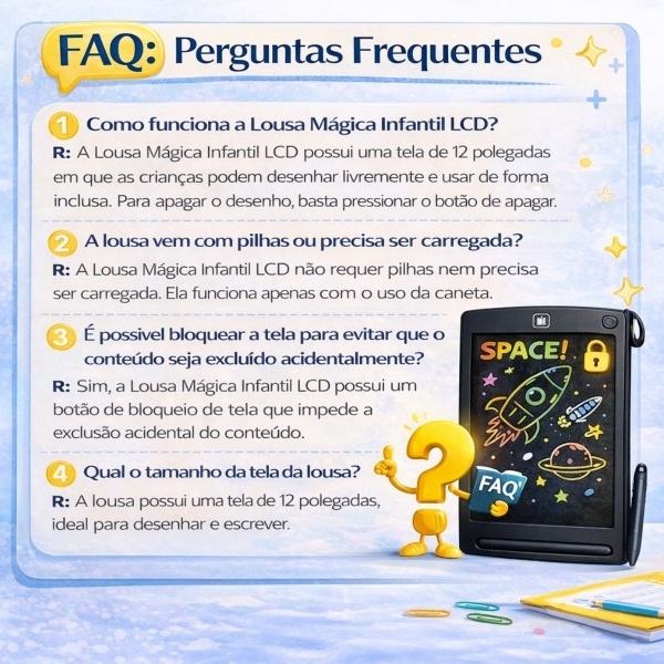 Lousa Mágica Infantil LCD 12 Para Desenhar e Escrever - Preto