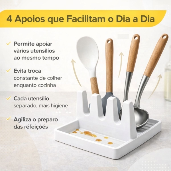 Suporte Descanso Tampa Panela Utensílios Organizador Cozinha - Branco