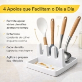 Suporte Descanso Tampa Panela Utensílios Organizador Cozinha - Branco