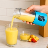 Mini Liquidificador Portátil Recarregável 380ML 6 Laminas - Azul