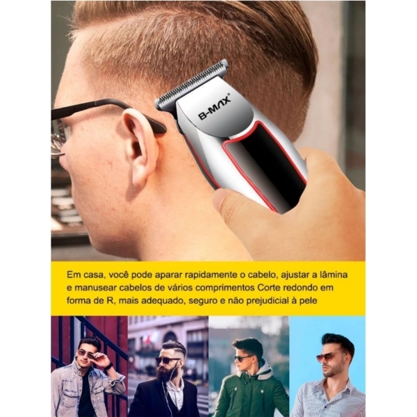 Máquina Cortar Cabelo Sem Fio Acabamento Profissional USB