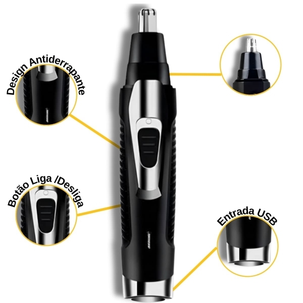 Máquina Aparador Cortador de pelos de nariz e orelha USB