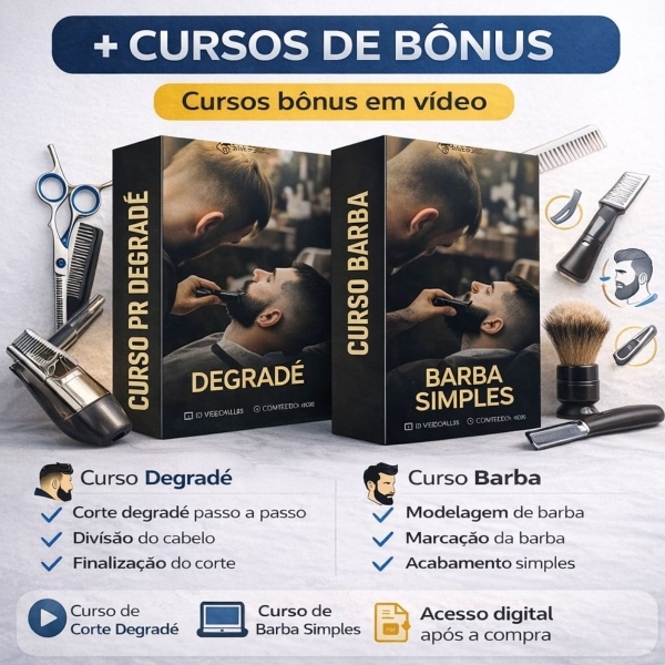 Kit Barbeiro Profissional Completo Tesoura Desbaste Pentes Aparador de pelo nariz