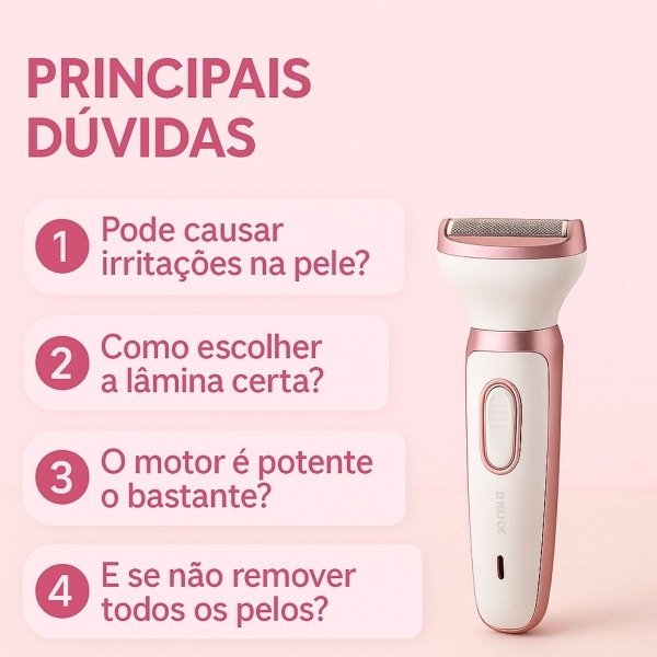 Depilador Elétrico 4 em 1 Recarregável para Rosto e Corpo