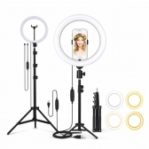 Ring Light LED 26cm com Tripé 2,10m USB Bivolt 360° Celular
