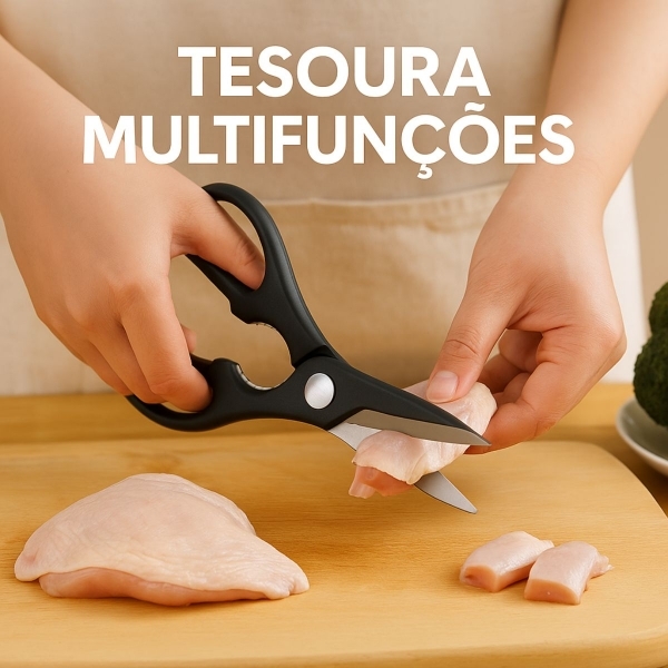 Kit Facas 7 Peças com Tábua Tesoura Descascador Suporte Inox