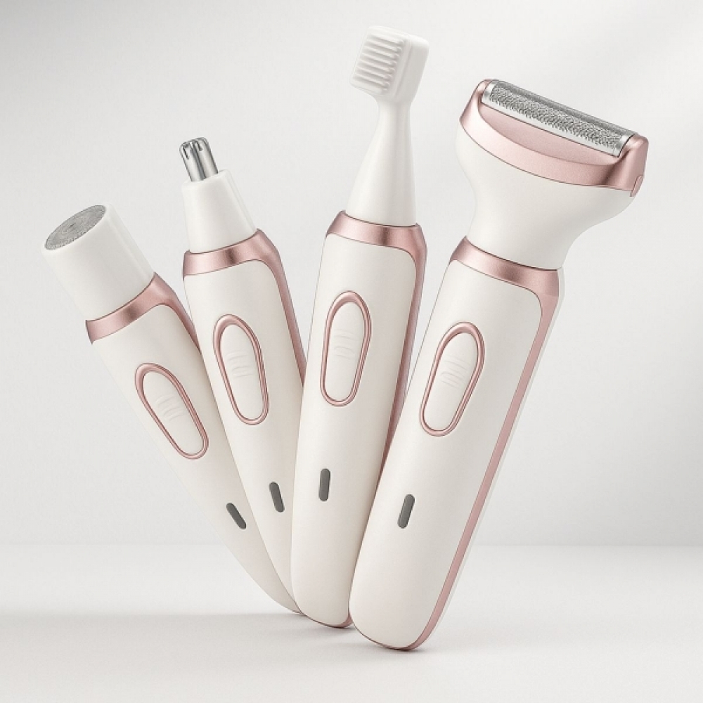 Depilador Elétrico 4 em 1 Recarregável para Rosto e Corpo